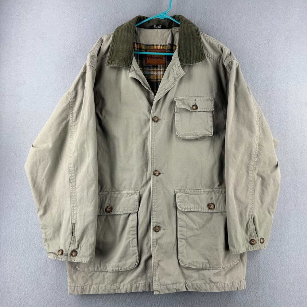 Vintage Aberdeen Chore Coat Jacket Mens Medium Biege Canvas‎ Flannel Lined Barn
